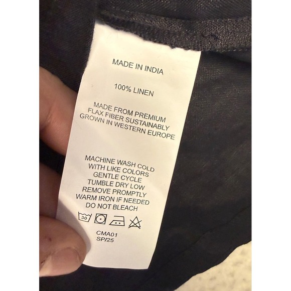 Quince Pajama Top Womens Medium Black 100% Linen Scoop Neck Short Sleeve Lounge - Picture 4 of 6